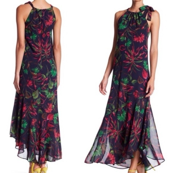 Just...Taylor Dresses & Skirts - Just Taylor 6 Green Botanical Self Tie Shoulder Dress